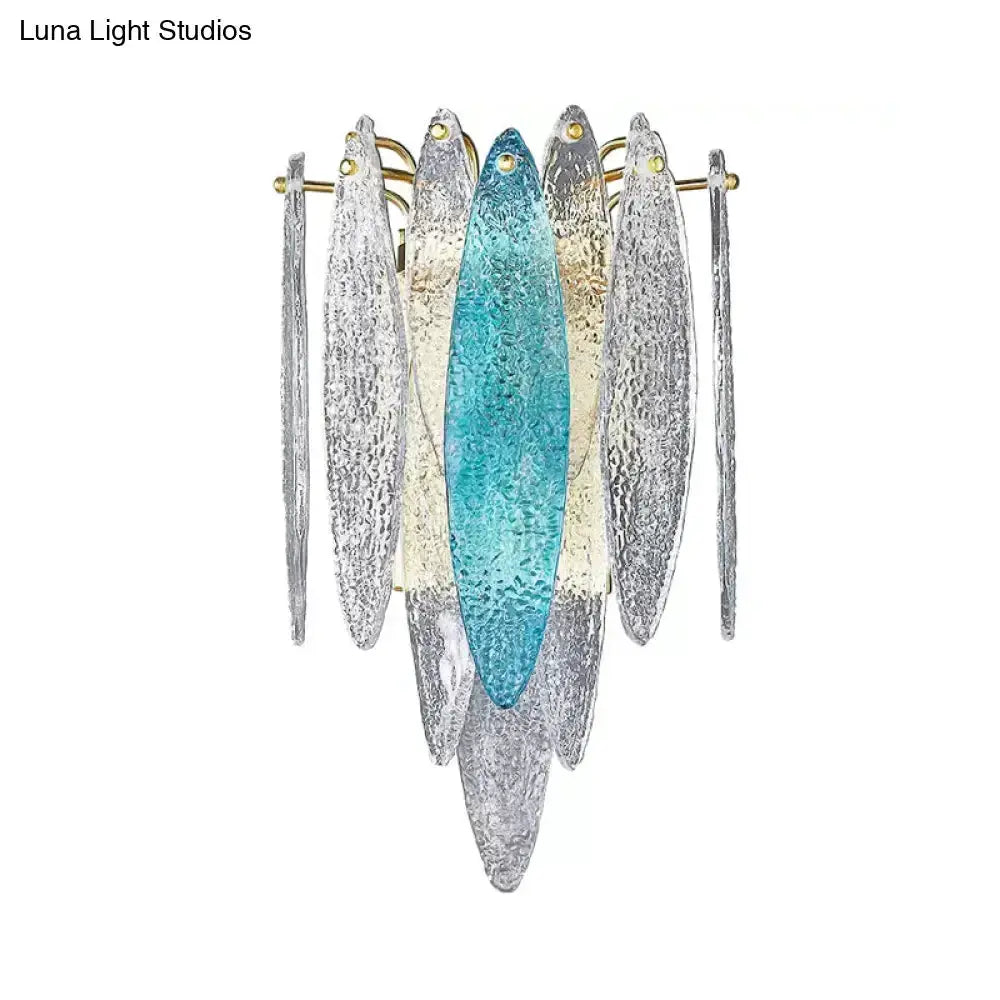 Modern Blue and Amber Glass Fish Wall Lamp