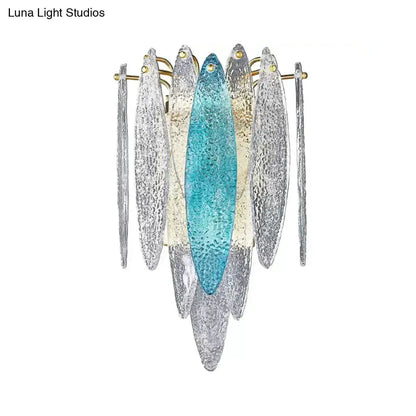 Modern Blue and Amber Glass Fish Wall Lamp