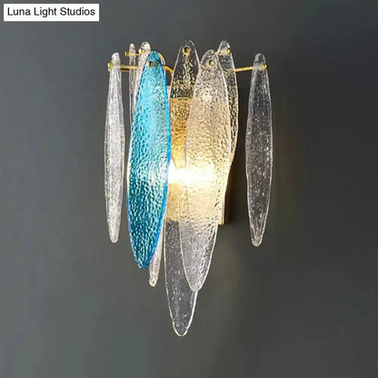 Modern Blue and Amber Glass Fish Wall Lamp