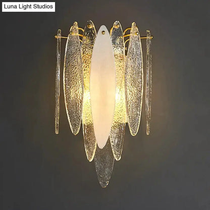 Modern Blue and Amber Glass Fish Wall Lamp