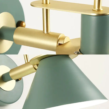Brass pyramid wall sconce by Decorbites with teal shade on Tampa Home & Garden Store