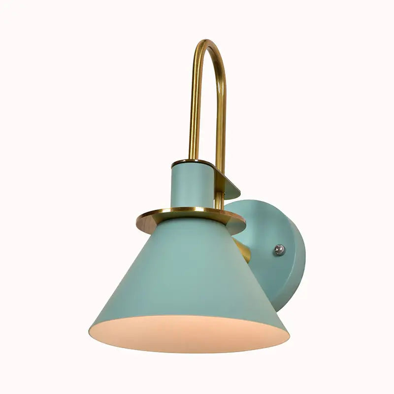 Brass pyramid wall sconce with teal glass shade, Decorbites on Tampa Home & Garden Store