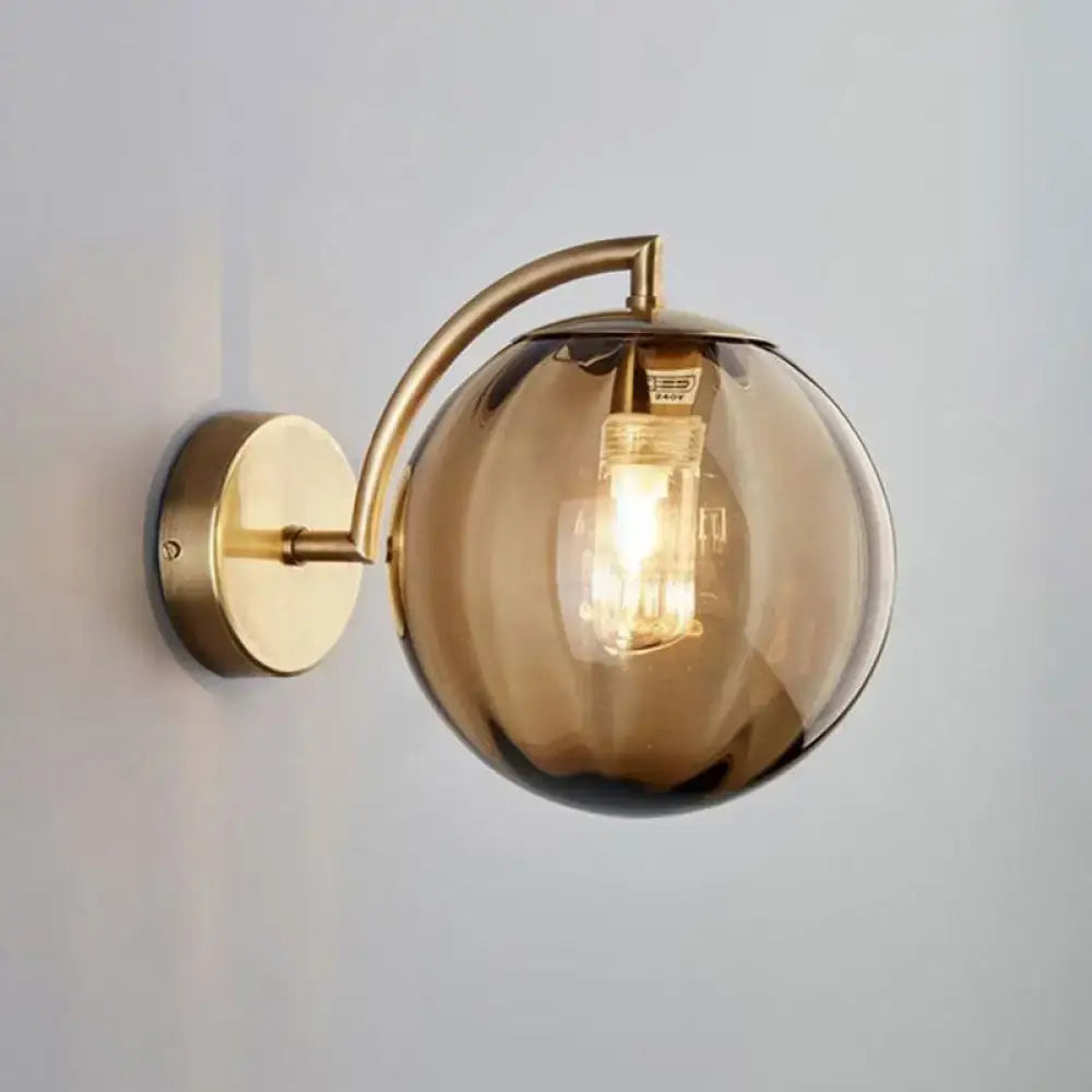 Gold ribbed glass bedroom wall sconce with curved brass arm Decorbites on Tampa Home & Garden Store