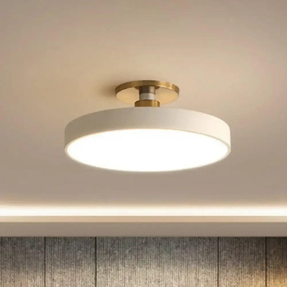Decorbites round flush mount ceiling light, white diffuser with brass hardware for bedroom on Tampa Home & Garden Store