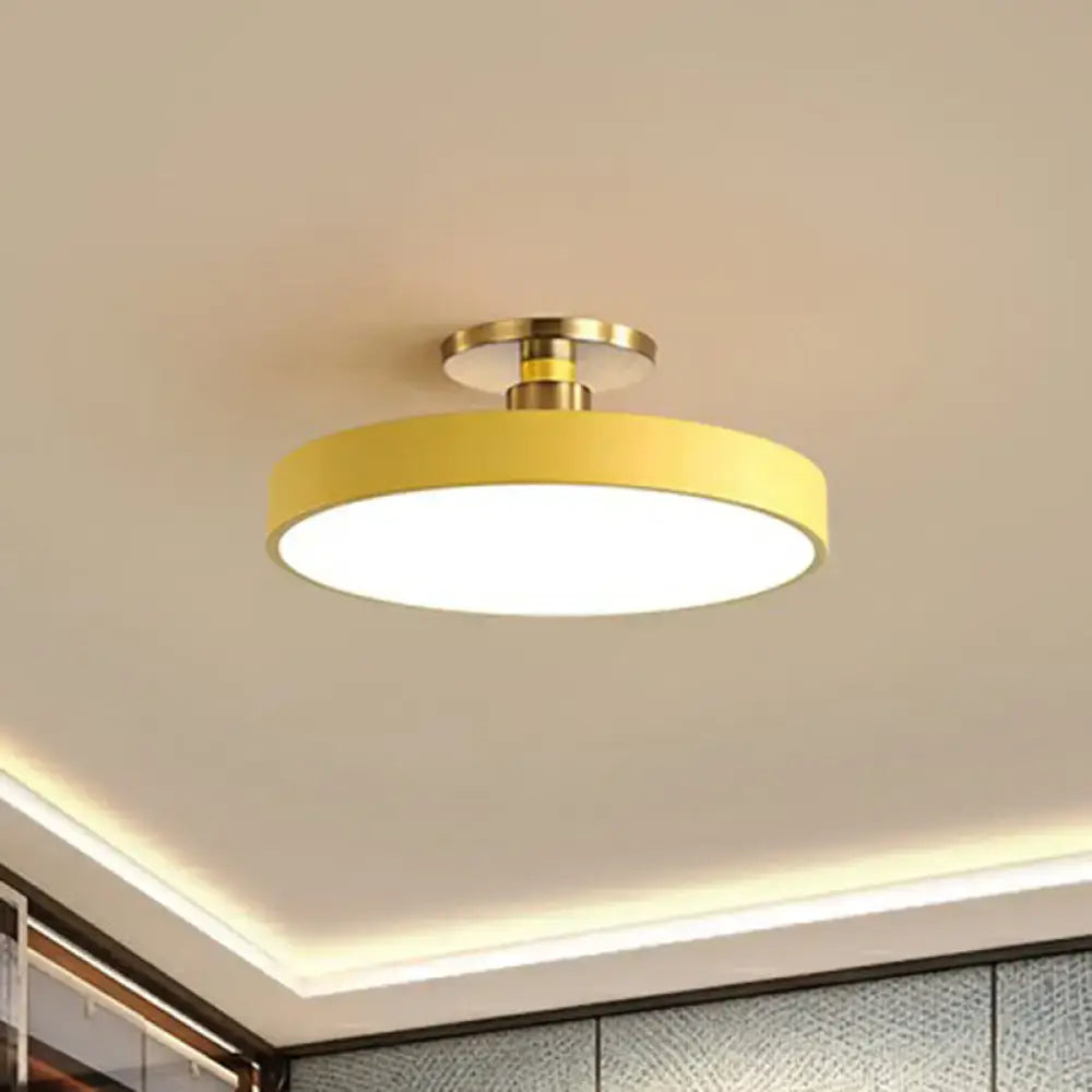 Modern blue and gold round flush mount ceiling light for bedroom by Decorbites on Tampa Home & Garden Store
