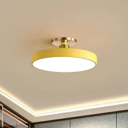 Modern blue and gold round flush mount ceiling light for bedroom by Decorbites on Tampa Home & Garden Store