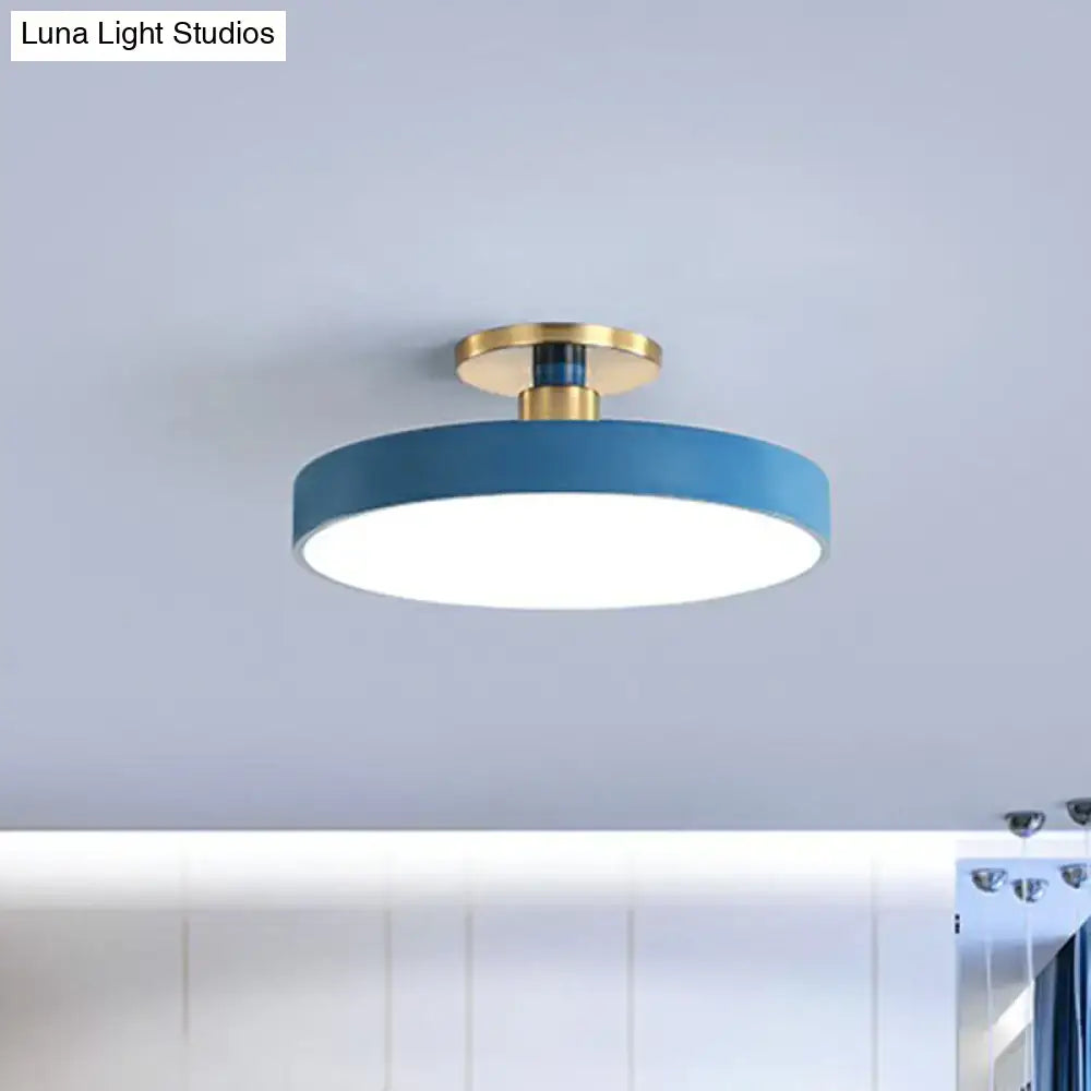 Modern blue and gold round flush mount ceiling light by Decorbites for bedroom on Tampa Home & Garden Store
