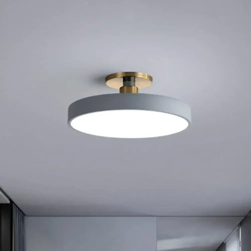 Decorbites modern blue-gray round flush mount ceiling light with brass mount for bedroom on Tampa Home & Garden Store