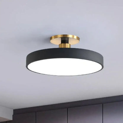 Modern blue and gold round flush mount ceiling light with white diffuser Decorbites on Tampa Home & Garden Store