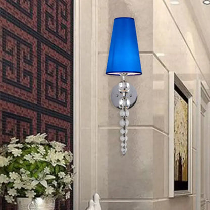 Blue Crystal Bead Sconce Light by Decorbites with beads on chrome backplate on Tampa Home & Garden Store