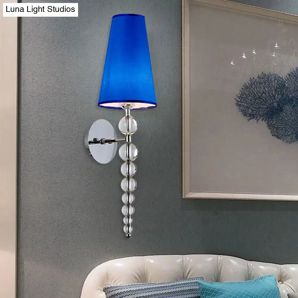 Blue crystal bead sconce light with chrome mount and beaded column on Tampa Home & Garden Store