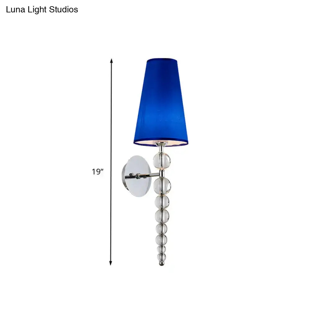 Blue Crystal Bead Sconce Light by Decorbites with chrome mount and blue shade on Tampa Home & Garden Store
