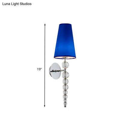 Blue Crystal Bead Sconce Light by Decorbites with chrome mount and blue shade on Tampa Home & Garden Store