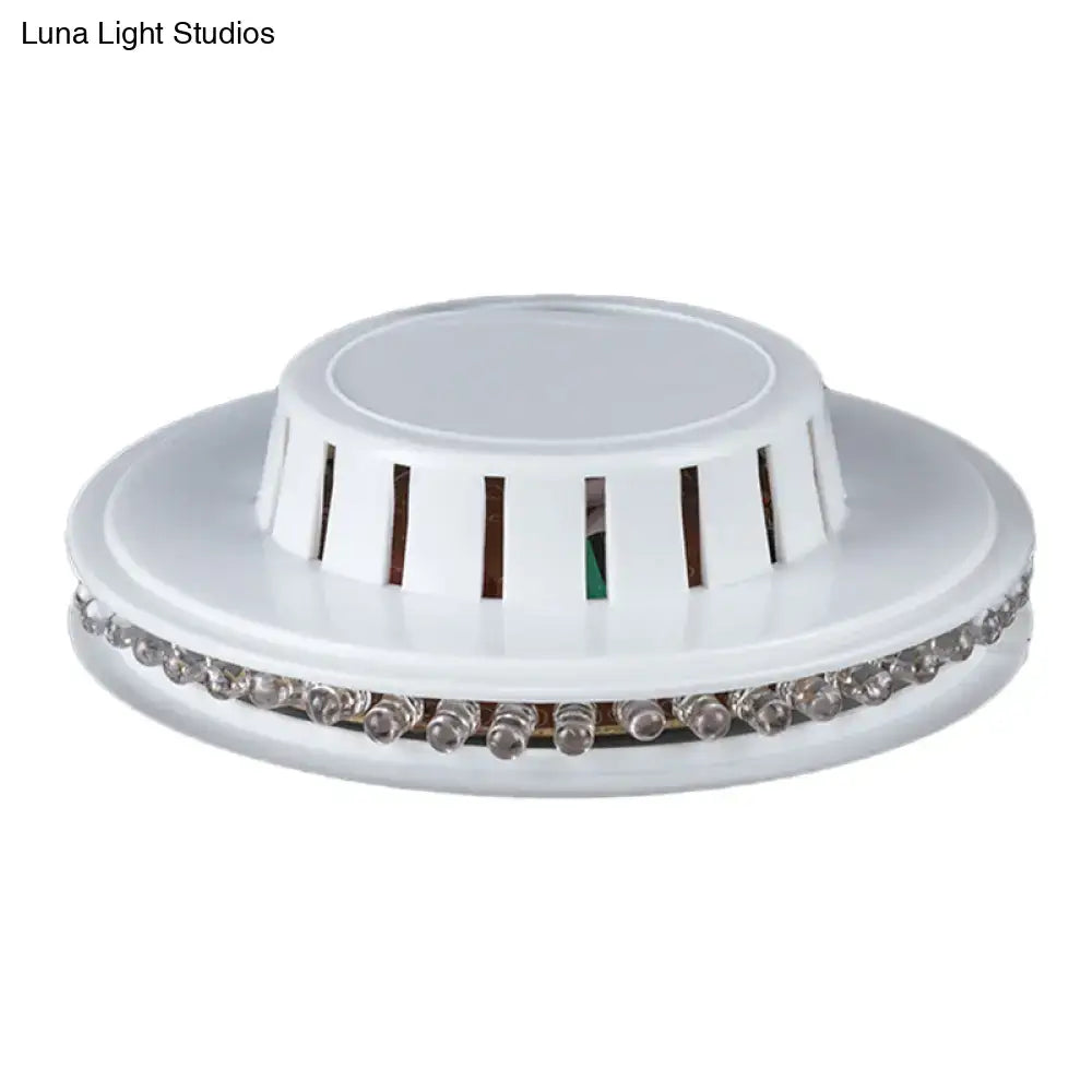 Blue UFO Wall Light Decorbites, white vented housing with crystal LED ring on Tampa Home & Garden Store