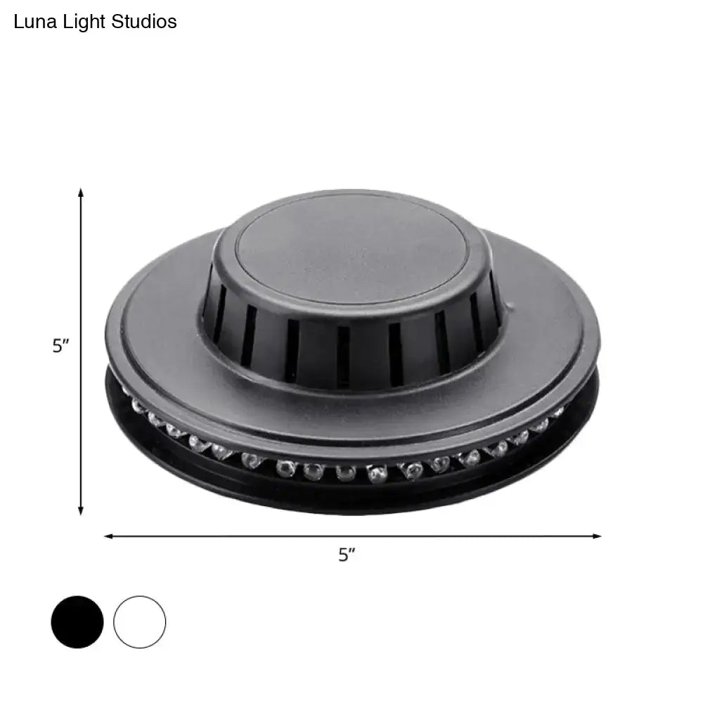 Blue UFO Wall Light by Decorbites, round 5in metal fixture with crystal ring accents on Tampa Home & Garden Store