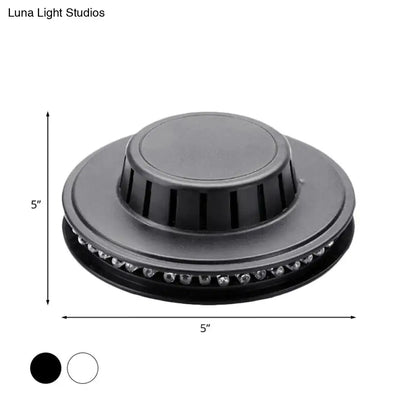 Blue UFO Wall Light by Decorbites, round 5in metal fixture with crystal ring accents on Tampa Home & Garden Store