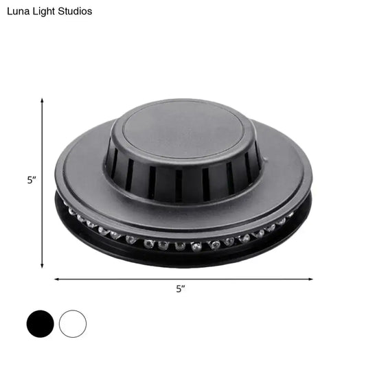 Blue UFO Wall Light by Decorbites, round 5in metal fixture with crystal ring accents on Tampa Home & Garden Store