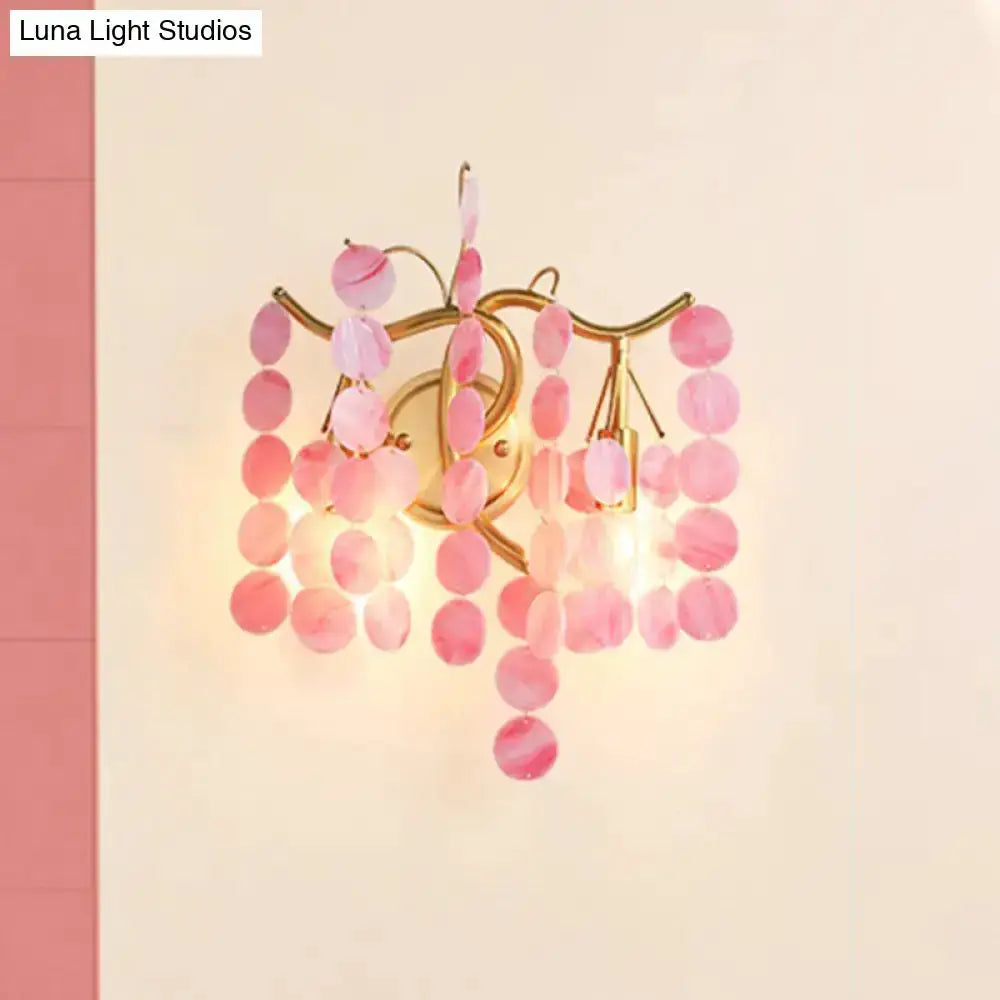 Blue Pink Glass Branch Wall Lamp Bedroom Sconce
