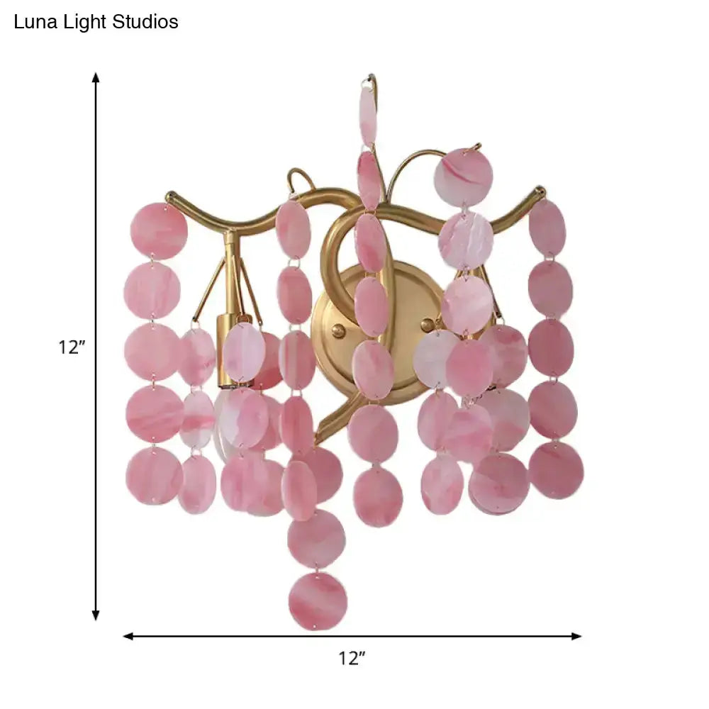 Blue Pink Glass Branch Wall Lamp Bedroom Sconce