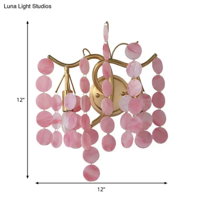Blue Pink Glass Branch Wall Lamp Bedroom Sconce