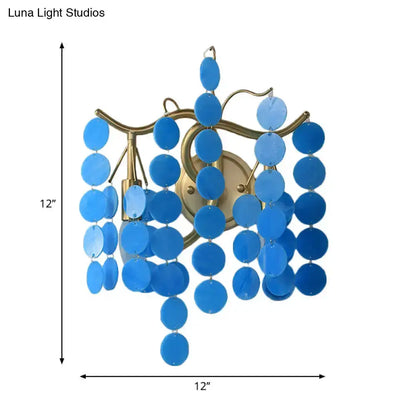 Blue Pink Glass Branch Wall Lamp Bedroom Sconce