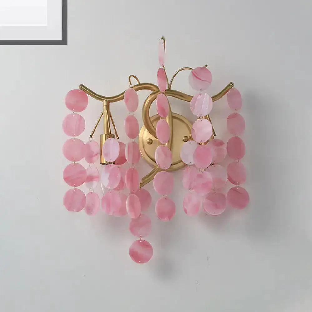 Blue Pink Glass Branch Wall Lamp Bedroom Sconce
