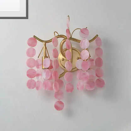 Blue Pink Glass Branch Wall Lamp Bedroom Sconce