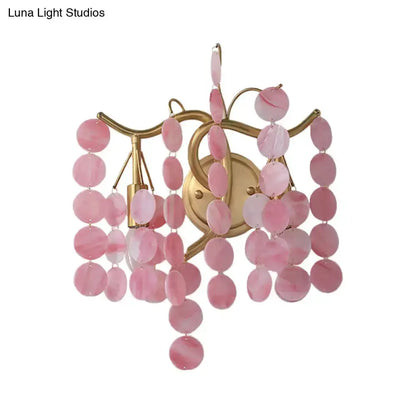 Blue Pink Glass Branch Wall Lamp Bedroom Sconce