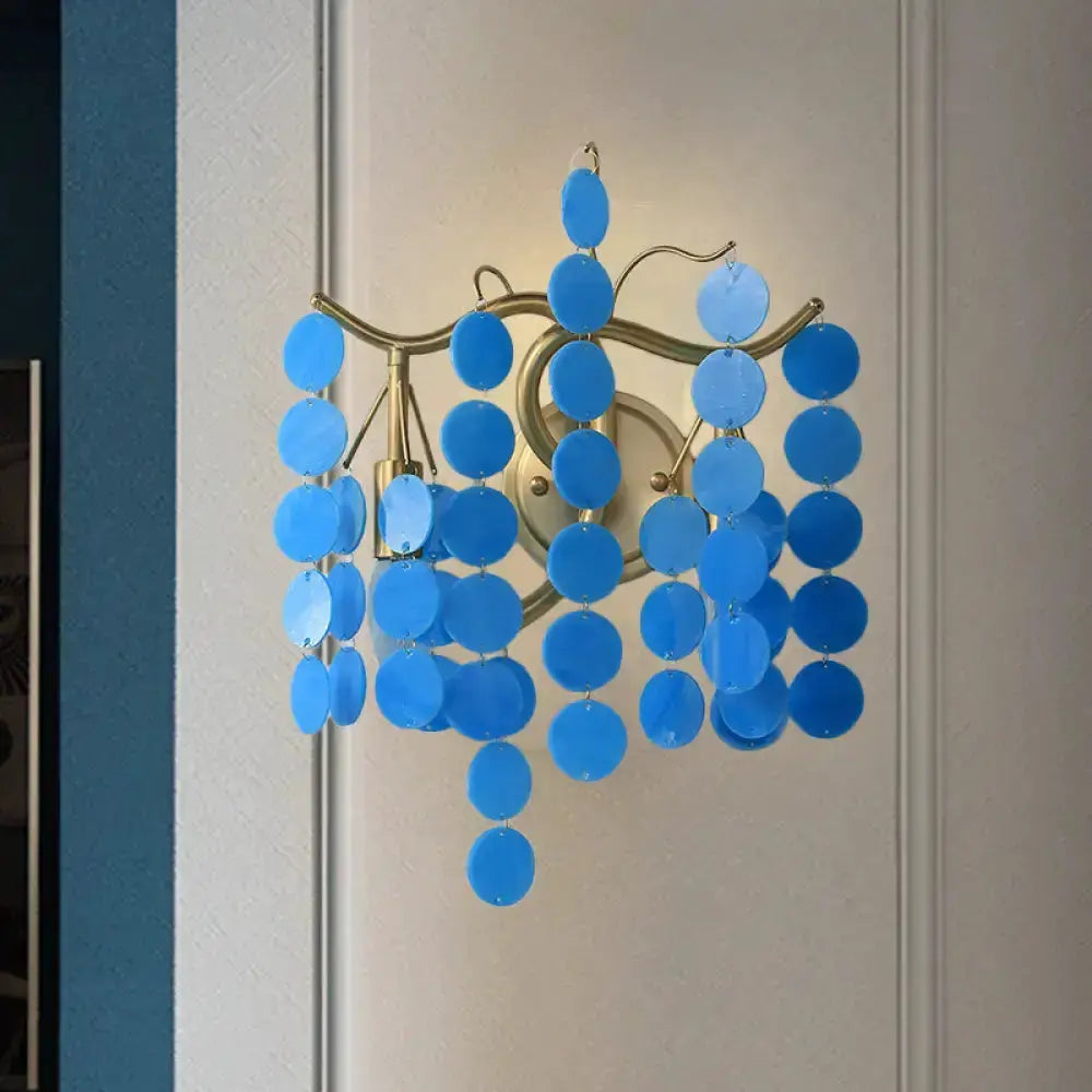 Blue Pink Glass Branch Wall Lamp Bedroom Sconce