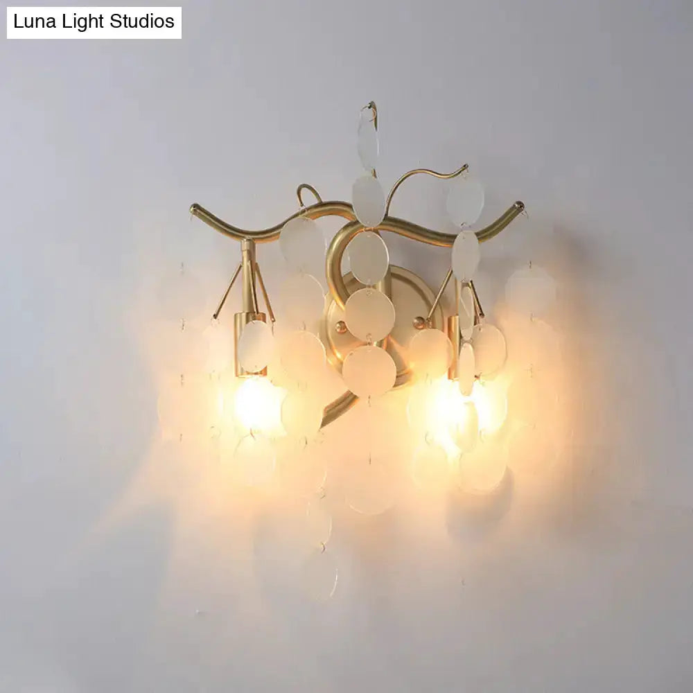 Blue Pink Glass Branch Wall Lamp Bedroom Sconce
