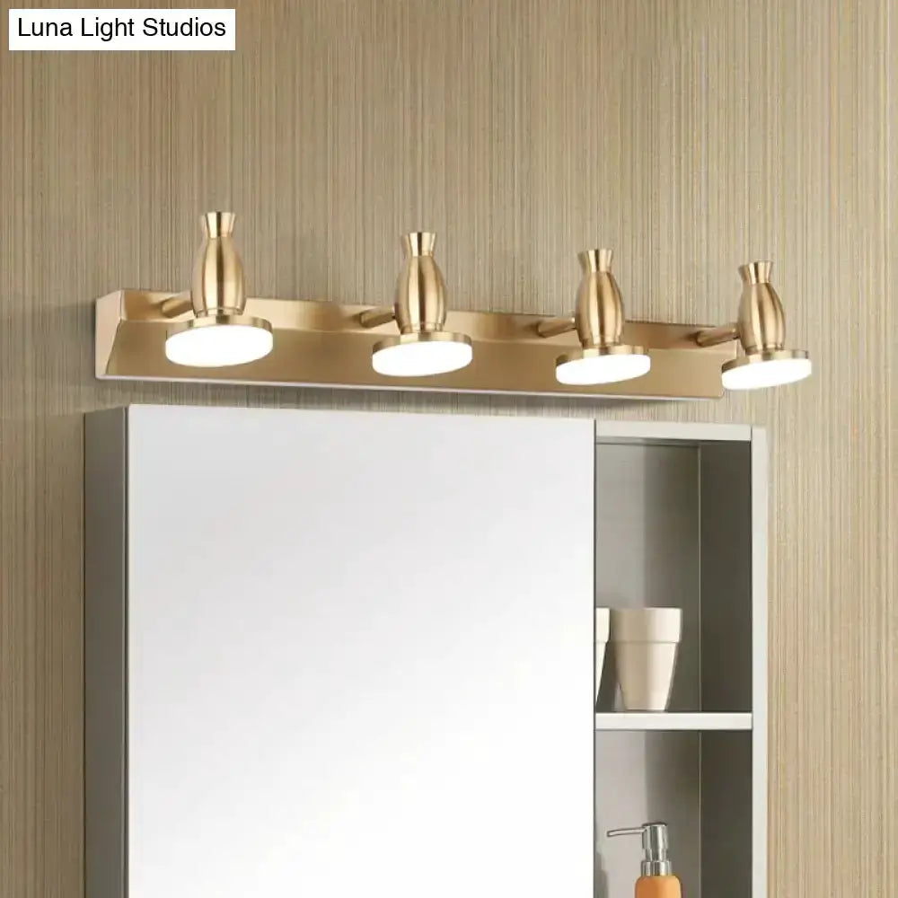 Brass 4-Light Bathroom Vanity Lamp with Shade