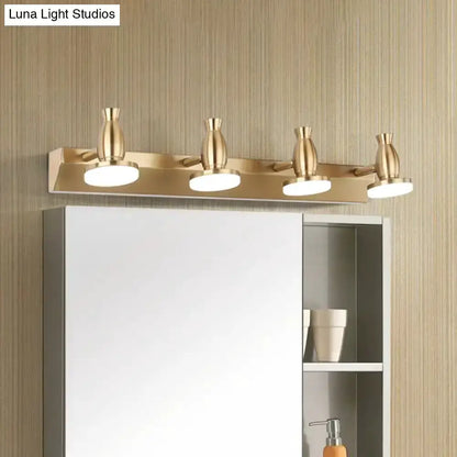 Brass 4-Light Bathroom Vanity Lamp with Shade