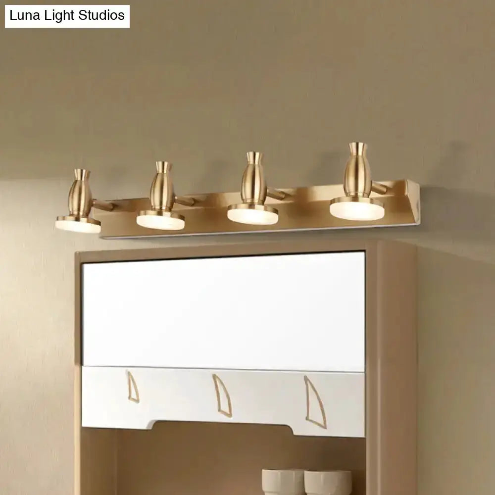 Brass 4-Light Bathroom Vanity Lamp with Shade