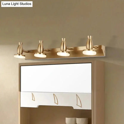 Brass 4-Light Bathroom Vanity Lamp with Shade