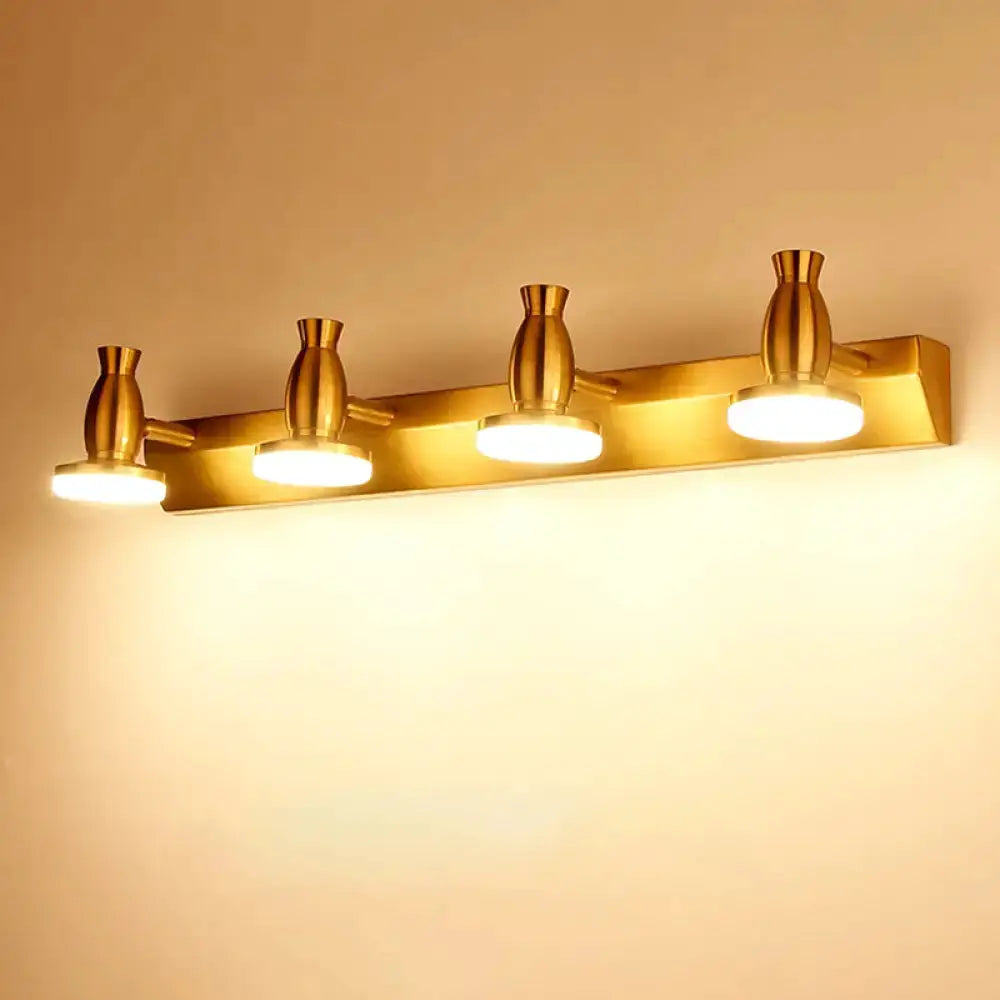 Brass 4-Light Bathroom Vanity Lamp with Shade