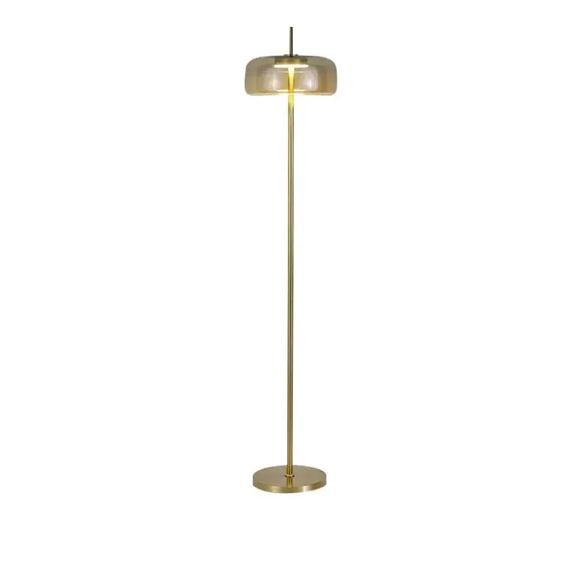 Modern Brass and Amber Glass Floor Lamp Led
