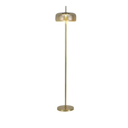 Modern Brass and Amber Glass Floor Lamp Led