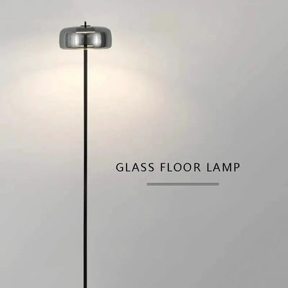 Modern Brass and Amber Glass Floor Lamp Led