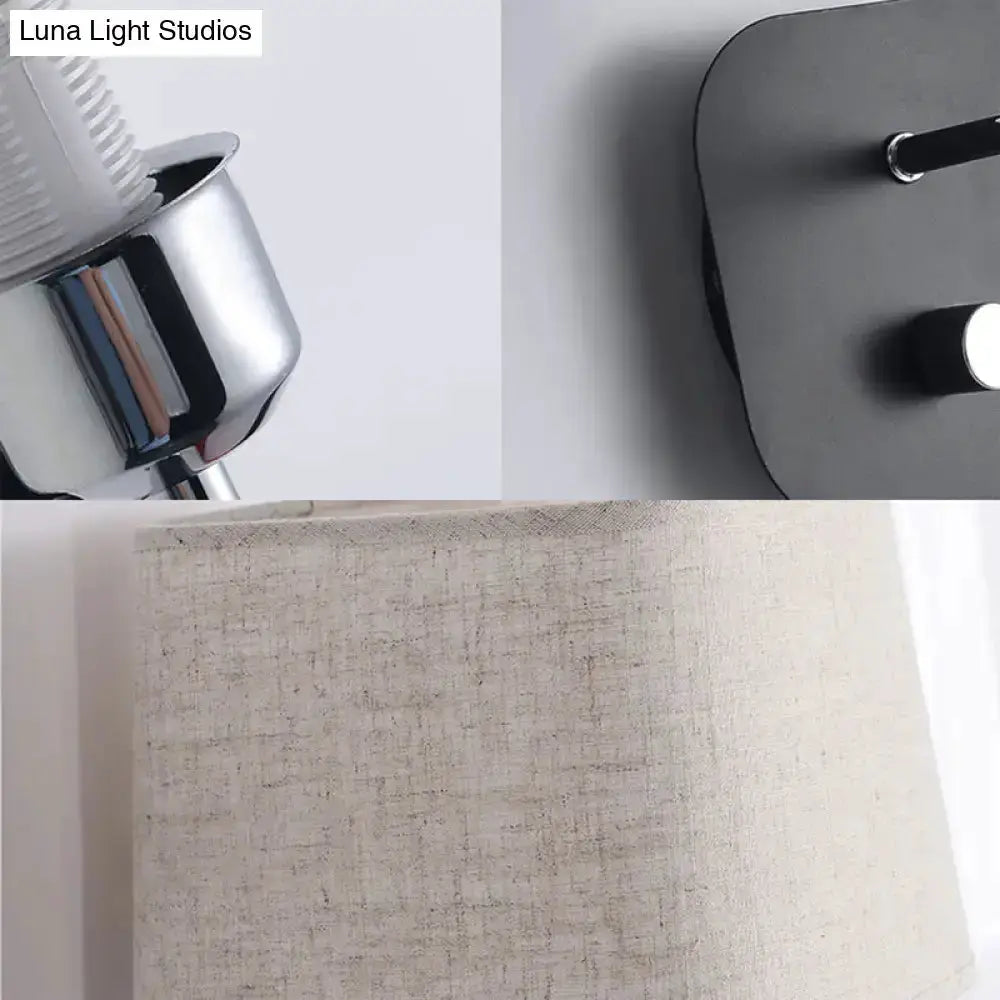 Decorbites modern brass and beige linen wall sconce for bedroom lighting on Tampa Home & Garden Store
