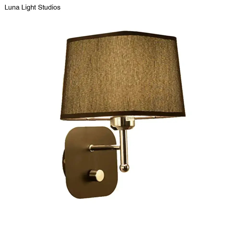 Modern brass wall sconce with beige linen shade by Decorbites on Tampa Home & Garden Store
