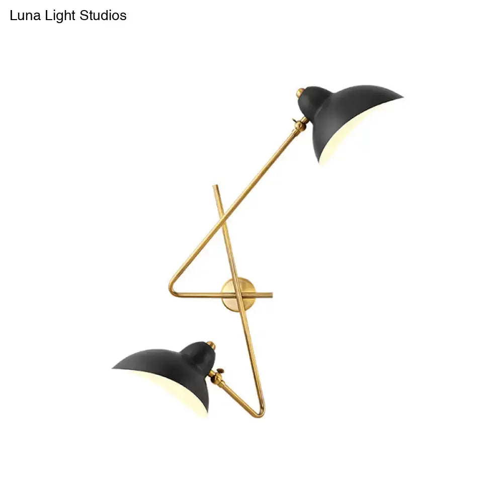 Modern brass and black duckbill wall sconce lamp with dual shades by Decorbites on Tampa Home & Garden Store