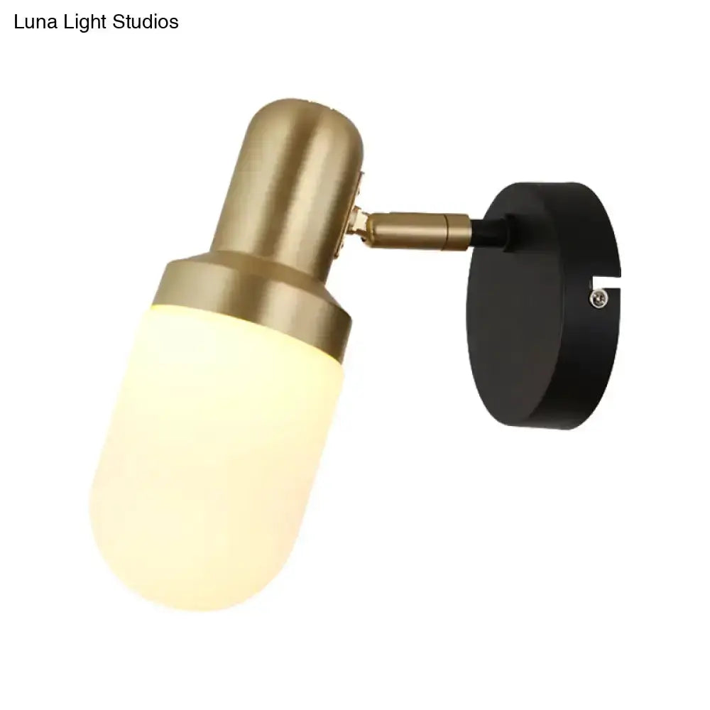 Brass and Black Glass Sconce Light for Bedroom