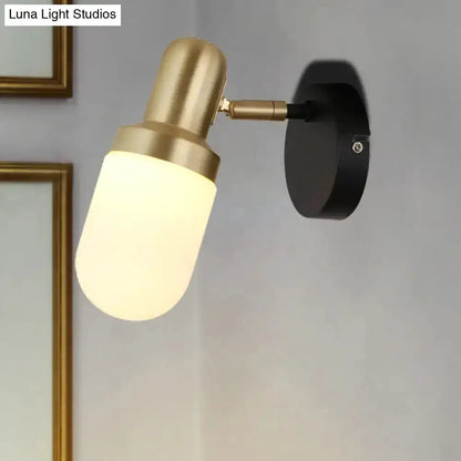 Brass and Black Glass Sconce Light for Bedroom