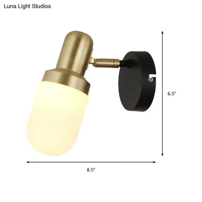 Brass and Black Glass Sconce Light for Bedroom