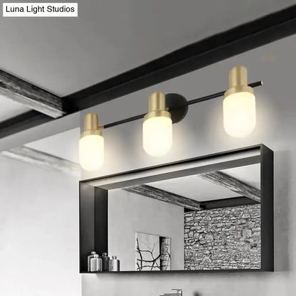 Brass and Black Glass Sconce Light for Bedroom