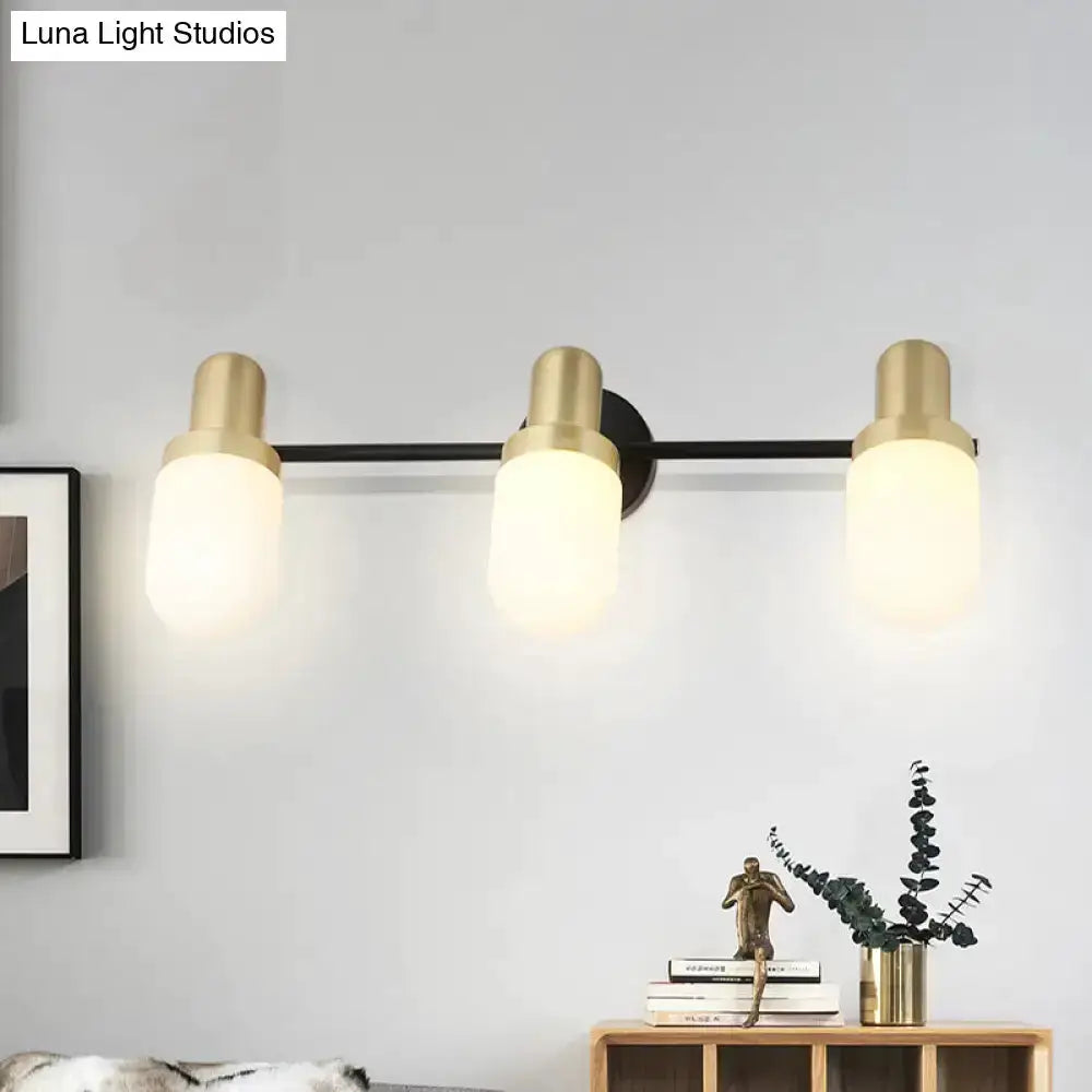 Brass and Black Glass Sconce Light for Bedroom