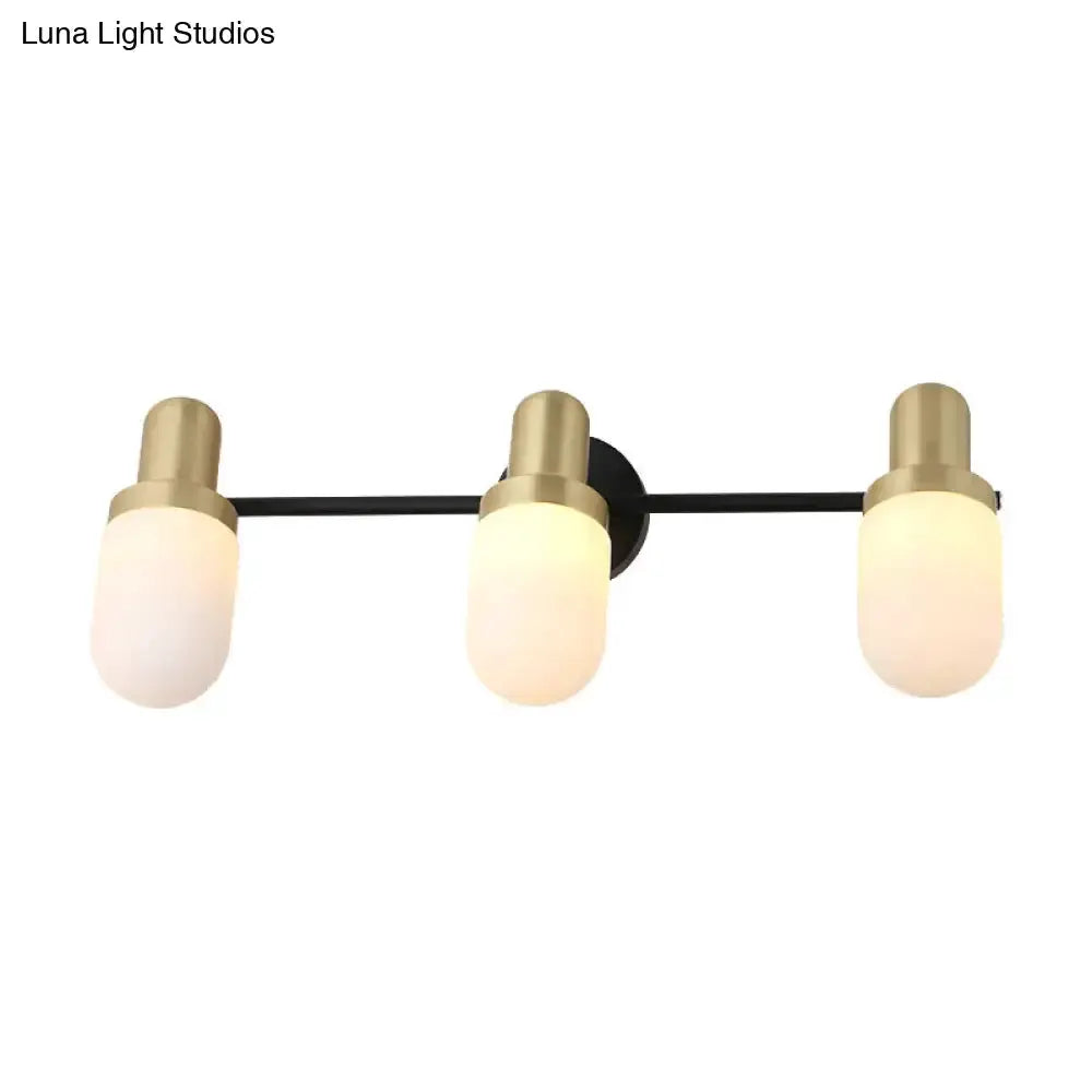 Brass and Black Glass Sconce Light for Bedroom