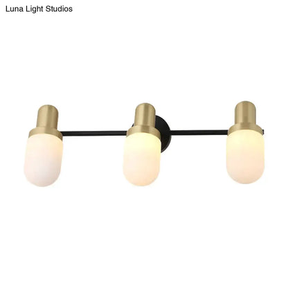 Brass and Black Glass Sconce Light for Bedroom