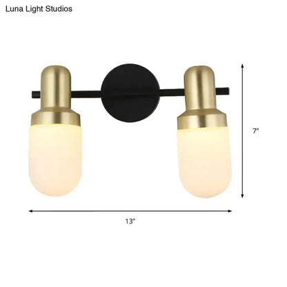 Brass and Black Glass Sconce Light for Bedroom