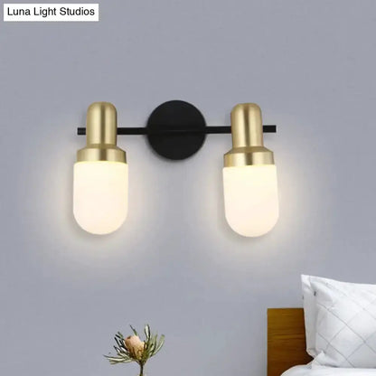 Brass and Black Glass Sconce Light for Bedroom
